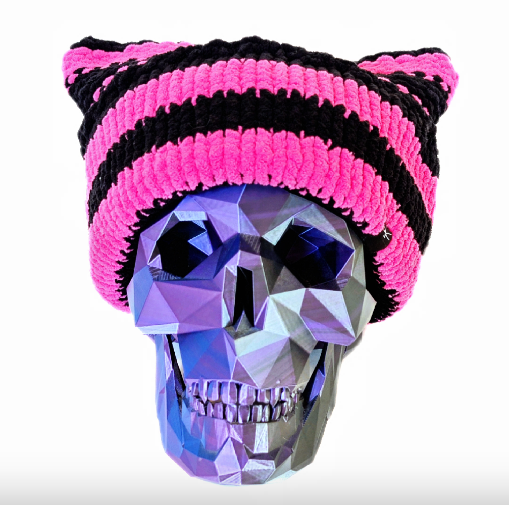 Mime-Stripe Chenille Cat Hat (Multiple Color Options)