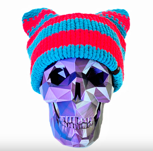 3D Chenille Cat Hat (Magenta/Teal)